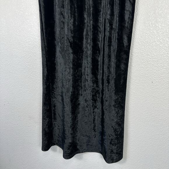 Vintage Express Maxi Skirt Y2K 90s Women Medium Black Velvet Witchy Vamp Goth - Picture 4 of 9